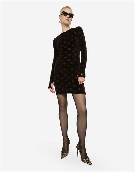 Short chenille jacquard dress with DG logo 